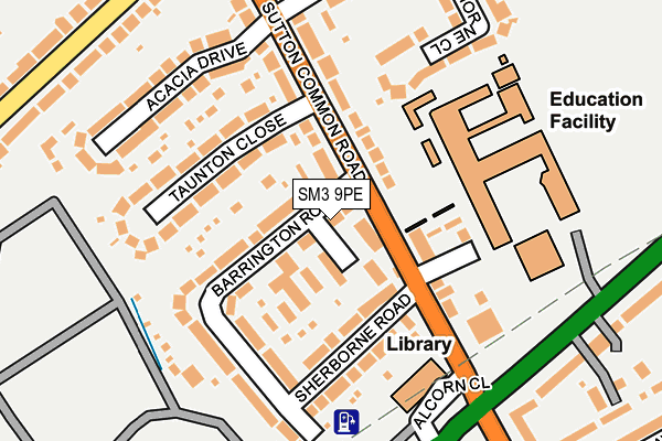 SM3 9PE map - OS OpenMap – Local (Ordnance Survey)