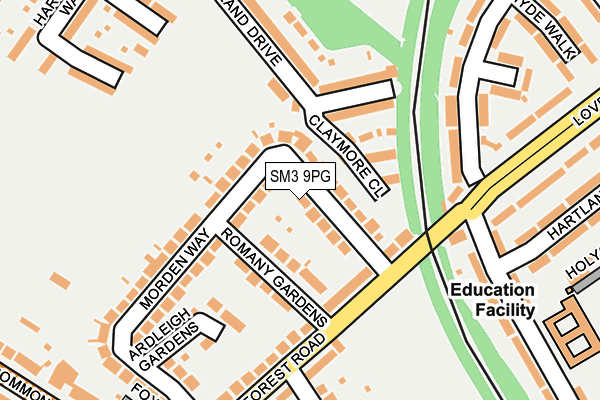 SM3 9PG map - OS OpenMap – Local (Ordnance Survey)