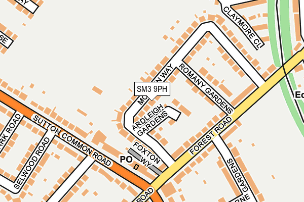 SM3 9PH map - OS OpenMap – Local (Ordnance Survey)