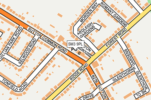 SM3 9PL map - OS OpenMap – Local (Ordnance Survey)