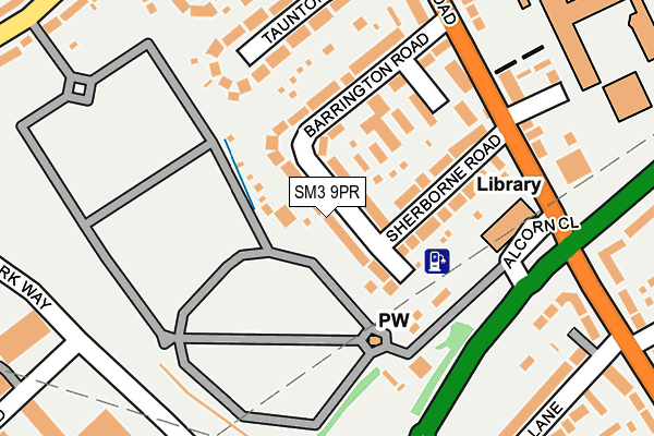 SM3 9PR map - OS OpenMap – Local (Ordnance Survey)