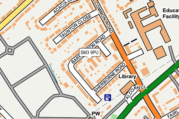 SM3 9PU map - OS OpenMap – Local (Ordnance Survey)