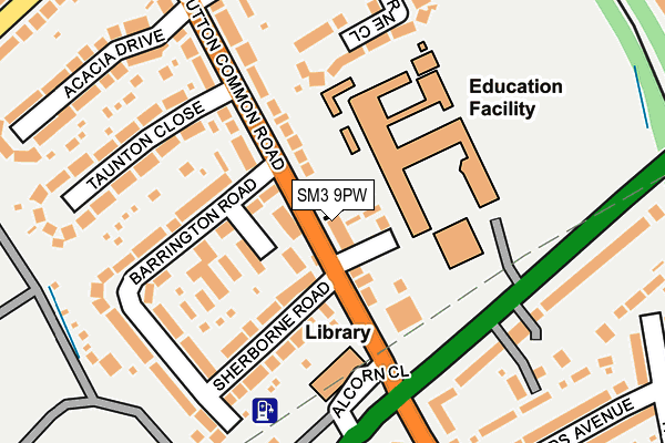 SM3 9PW map - OS OpenMap – Local (Ordnance Survey)