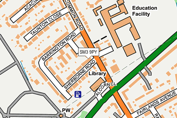 SM3 9PY map - OS OpenMap – Local (Ordnance Survey)