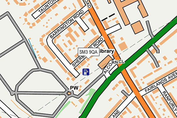 SM3 9QA map - OS OpenMap – Local (Ordnance Survey)