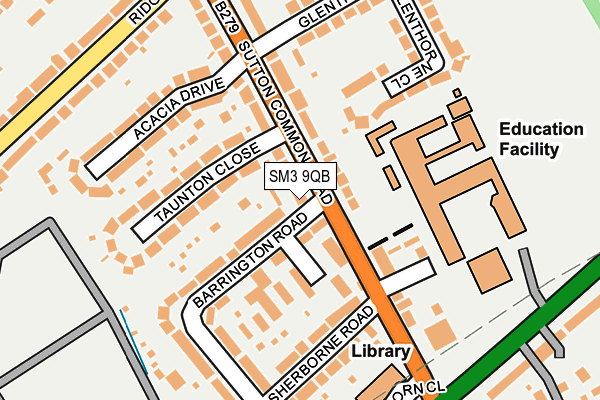 SM3 9QB map - OS OpenMap – Local (Ordnance Survey)