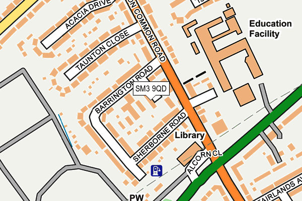 SM3 9QD map - OS OpenMap – Local (Ordnance Survey)