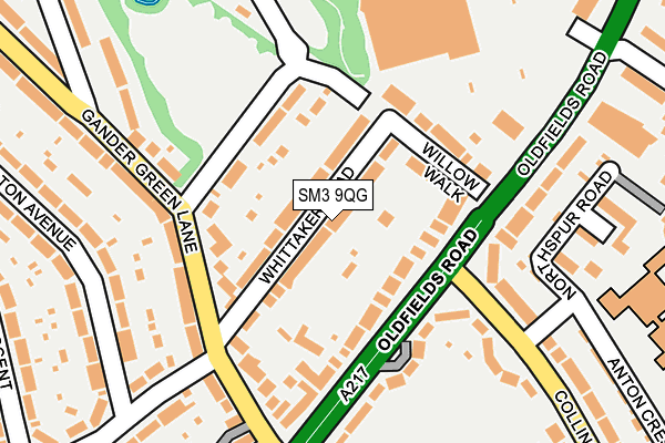 SM3 9QG map - OS OpenMap – Local (Ordnance Survey)