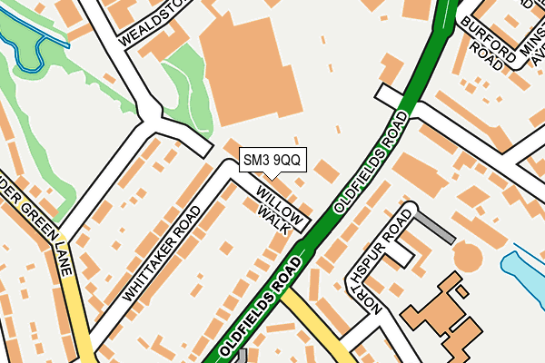 SM3 9QQ map - OS OpenMap – Local (Ordnance Survey)