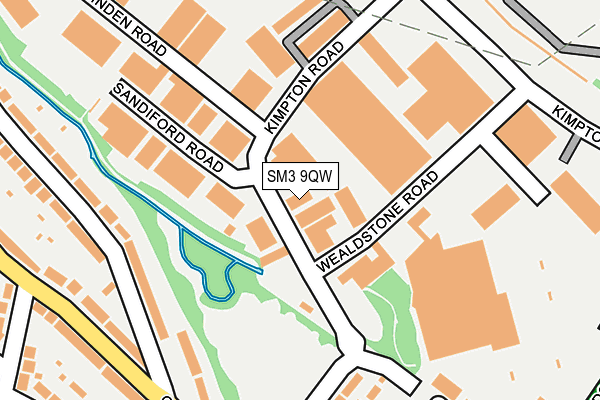 SM3 9QW map - OS OpenMap – Local (Ordnance Survey)