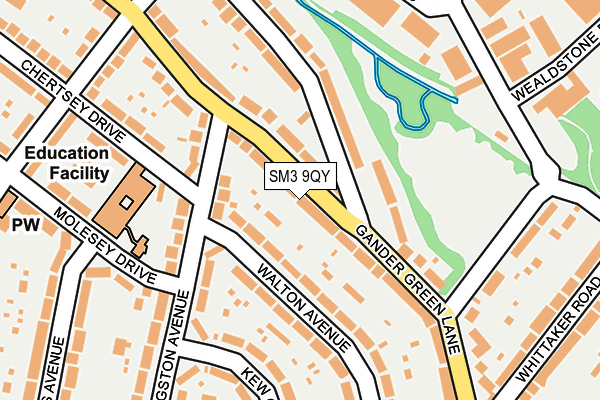 SM3 9QY map - OS OpenMap – Local (Ordnance Survey)