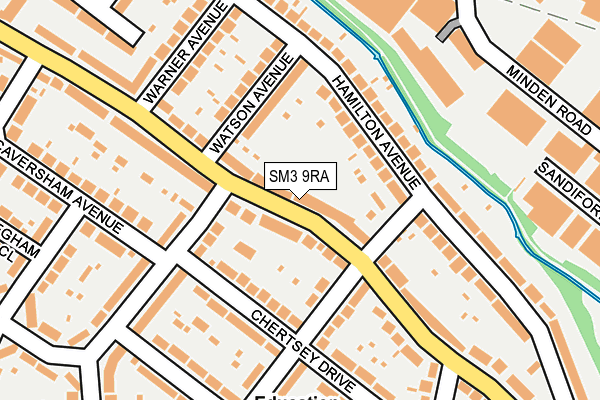 SM3 9RA map - OS OpenMap – Local (Ordnance Survey)