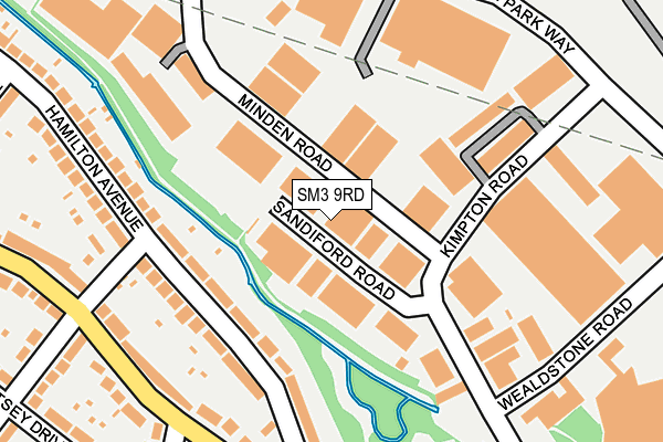 SM3 9RD map - OS OpenMap – Local (Ordnance Survey)