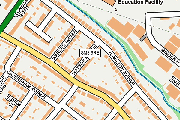 SM3 9RE map - OS OpenMap – Local (Ordnance Survey)