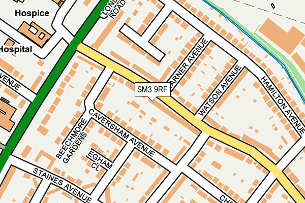 SM3 9RF map - OS OpenMap – Local (Ordnance Survey)