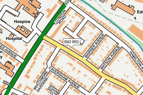 SM3 9RG map - OS OpenMap – Local (Ordnance Survey)