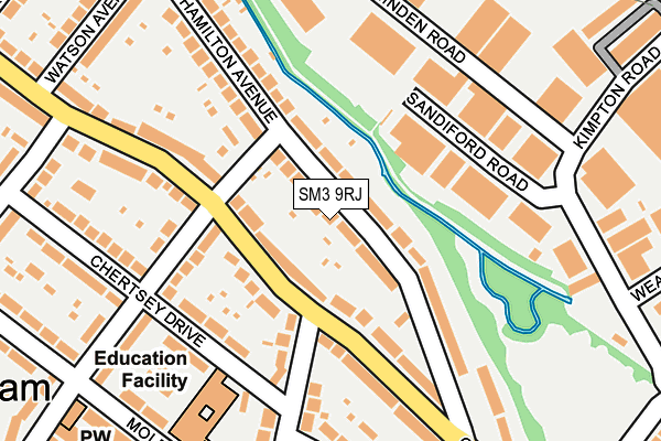 SM3 9RJ map - OS OpenMap – Local (Ordnance Survey)