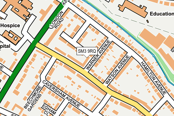 SM3 9RQ map - OS OpenMap – Local (Ordnance Survey)