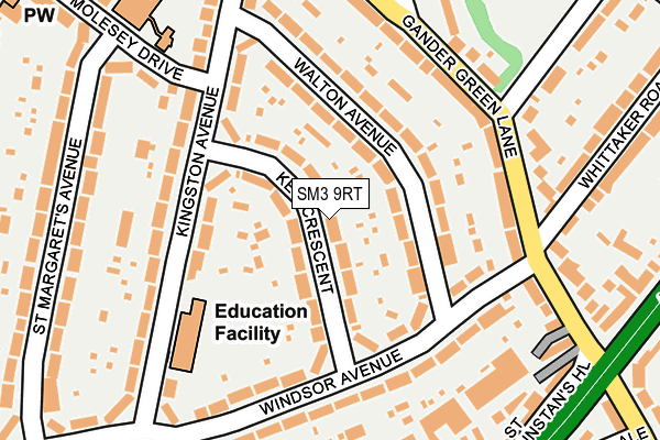 SM3 9RT map - OS OpenMap – Local (Ordnance Survey)