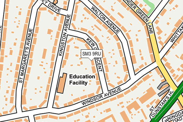 SM3 9RU map - OS OpenMap – Local (Ordnance Survey)