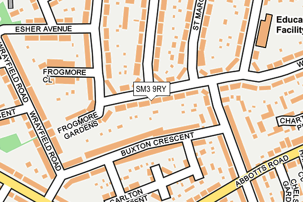 SM3 9RY map - OS OpenMap – Local (Ordnance Survey)