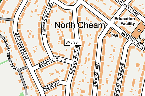 SM3 9SF map - OS OpenMap – Local (Ordnance Survey)