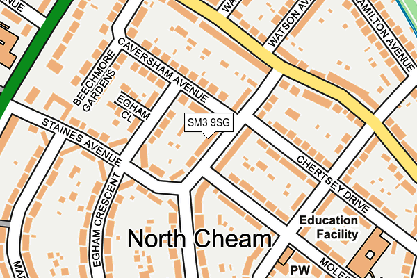 SM3 9SG map - OS OpenMap – Local (Ordnance Survey)