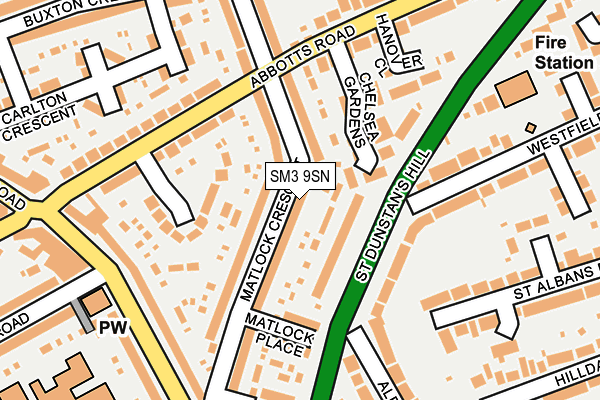 SM3 9SN map - OS OpenMap – Local (Ordnance Survey)