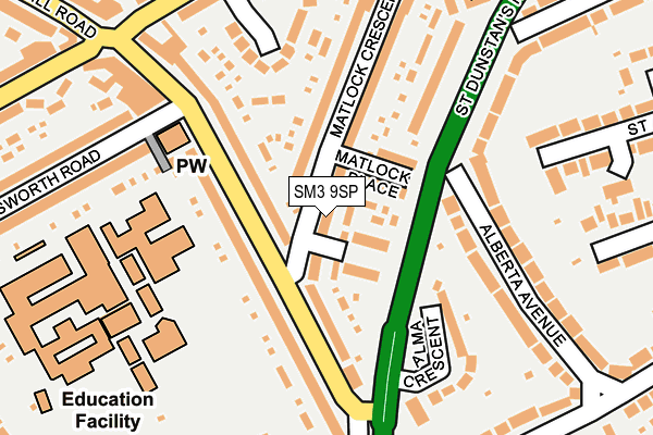 SM3 9SP map - OS OpenMap – Local (Ordnance Survey)