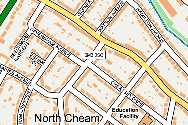 SM3 9SQ map - OS OpenMap – Local (Ordnance Survey)