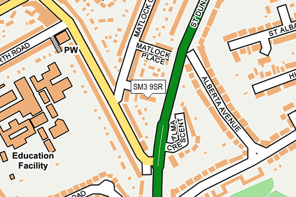 SM3 9SR map - OS OpenMap – Local (Ordnance Survey)