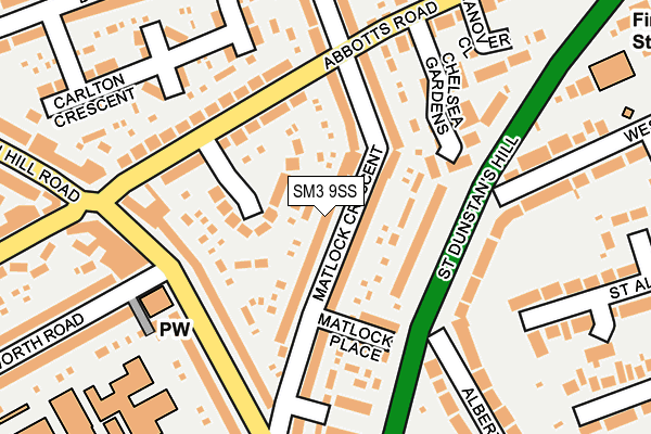 SM3 9SS map - OS OpenMap – Local (Ordnance Survey)