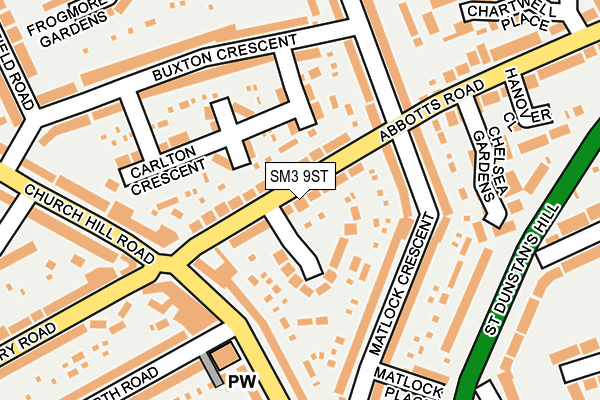 SM3 9ST map - OS OpenMap – Local (Ordnance Survey)