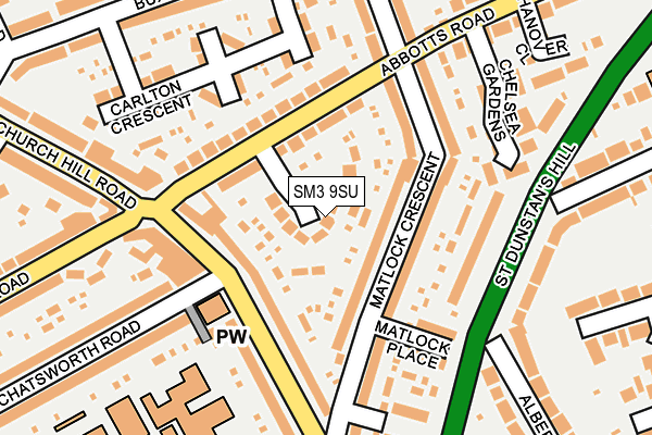 SM3 9SU map - OS OpenMap – Local (Ordnance Survey)