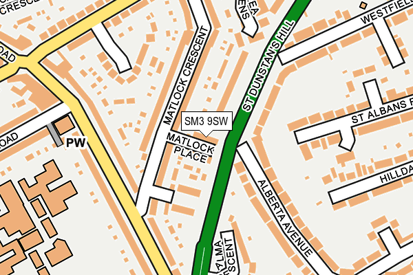 SM3 9SW map - OS OpenMap – Local (Ordnance Survey)