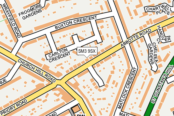 SM3 9SX map - OS OpenMap – Local (Ordnance Survey)