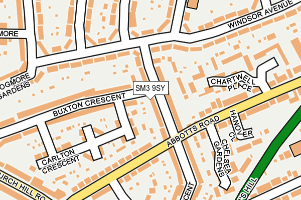 SM3 9SY map - OS OpenMap – Local (Ordnance Survey)