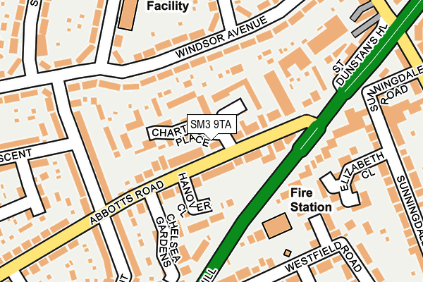 SM3 9TA map - OS OpenMap – Local (Ordnance Survey)