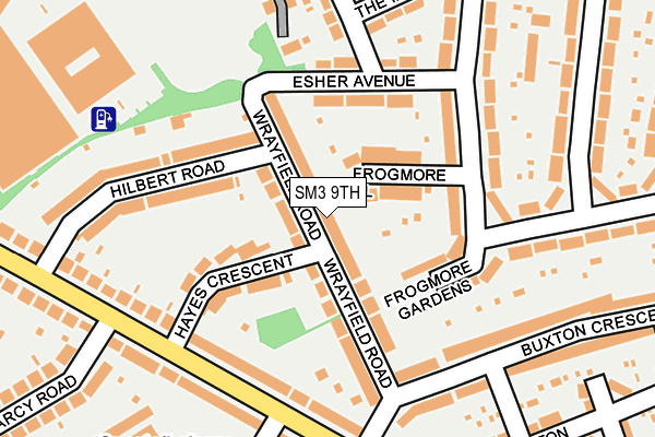 SM3 9TH map - OS OpenMap – Local (Ordnance Survey)