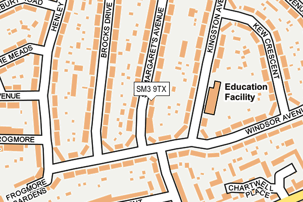 SM3 9TX map - OS OpenMap – Local (Ordnance Survey)