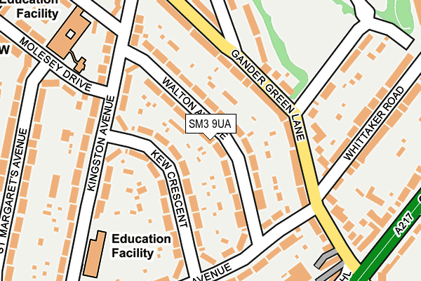 SM3 9UA map - OS OpenMap – Local (Ordnance Survey)