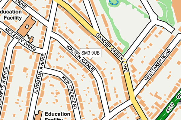 SM3 9UB map - OS OpenMap – Local (Ordnance Survey)