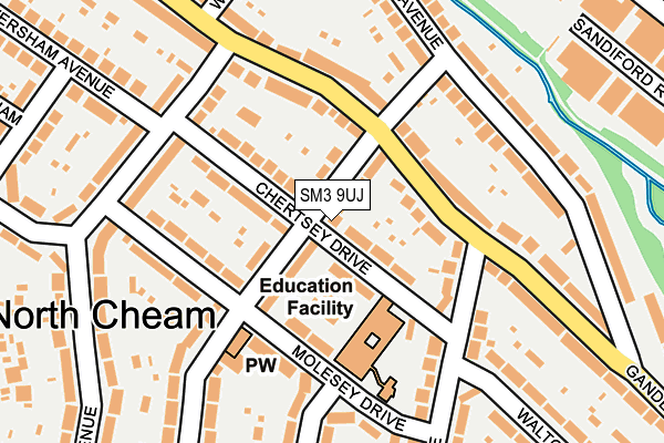 SM3 9UJ map - OS OpenMap – Local (Ordnance Survey)