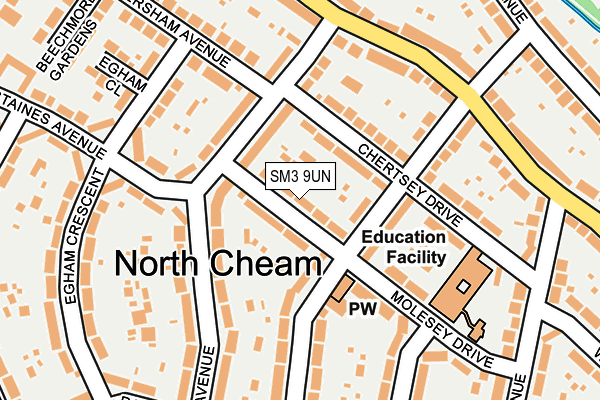 SM3 9UN map - OS OpenMap – Local (Ordnance Survey)