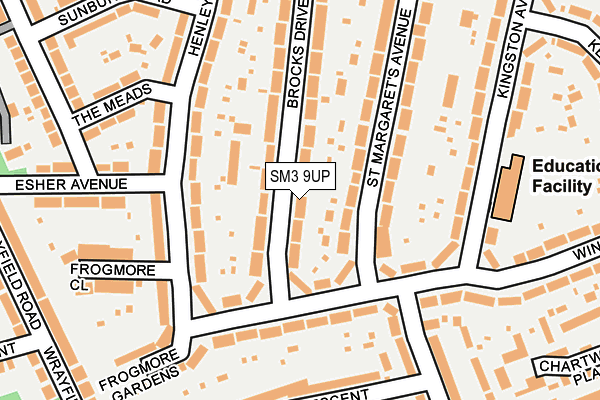 SM3 9UP map - OS OpenMap – Local (Ordnance Survey)