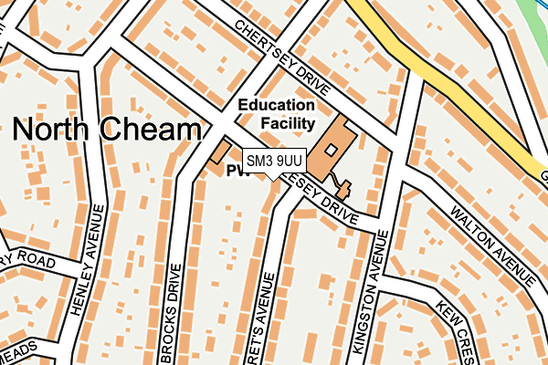 SM3 9UU map - OS OpenMap – Local (Ordnance Survey)