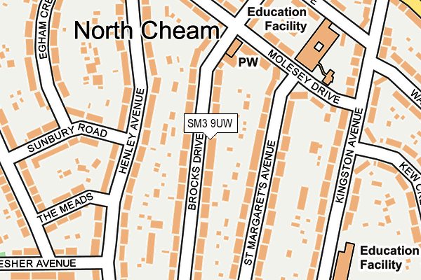 SM3 9UW map - OS OpenMap – Local (Ordnance Survey)
