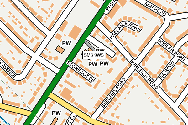 SM3 9WS map - OS OpenMap – Local (Ordnance Survey)