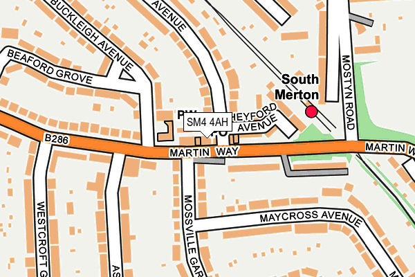 SM4 4AH map - OS OpenMap – Local (Ordnance Survey)