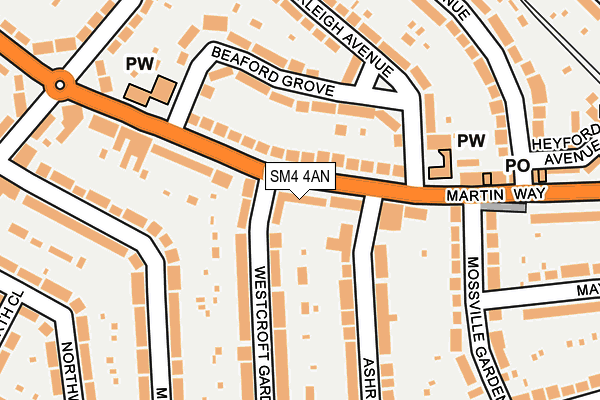 SM4 4AN map - OS OpenMap – Local (Ordnance Survey)